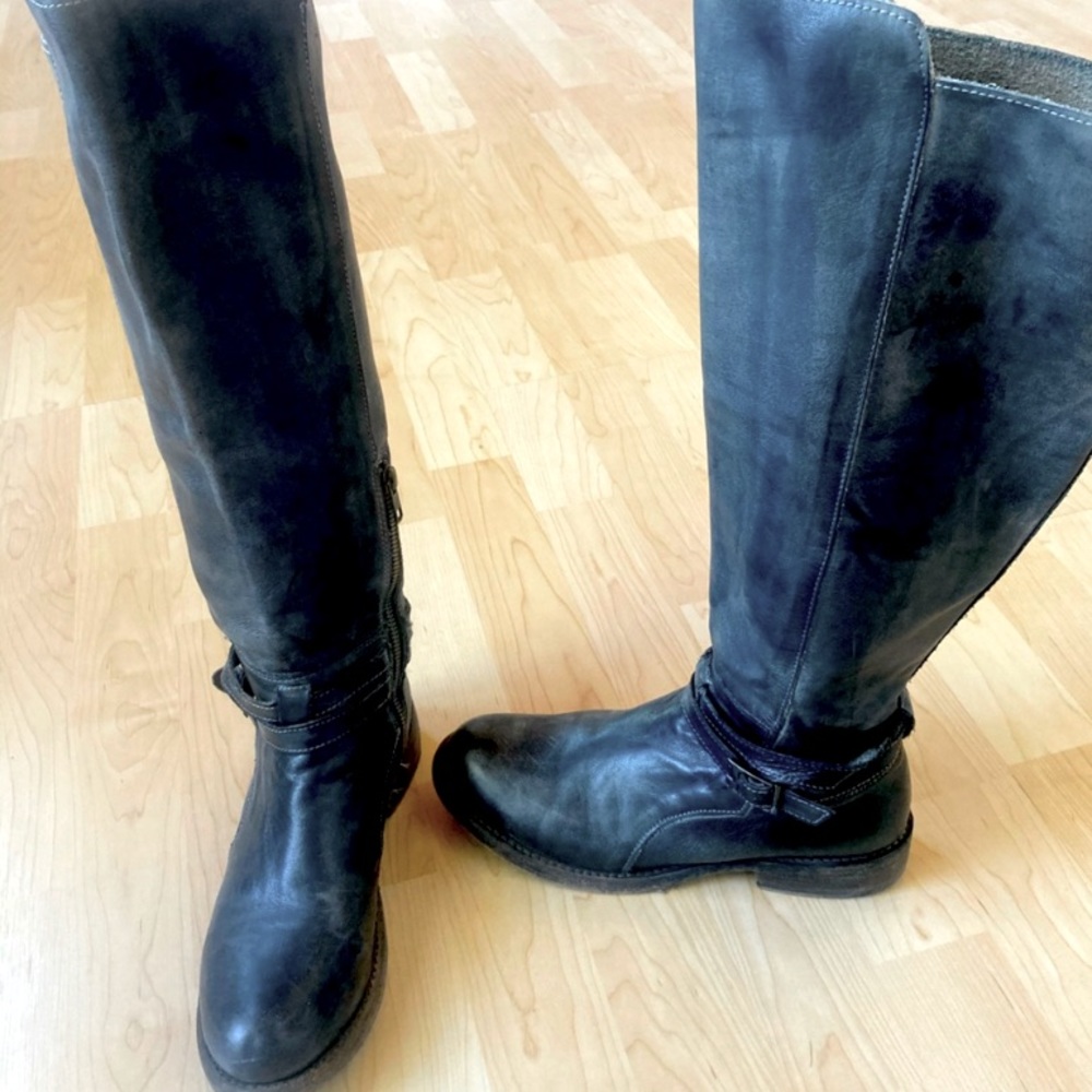 Bed Stu Bristol Dark Gray Leather Knee Boots - Size 8 - Picture 5 of 8
